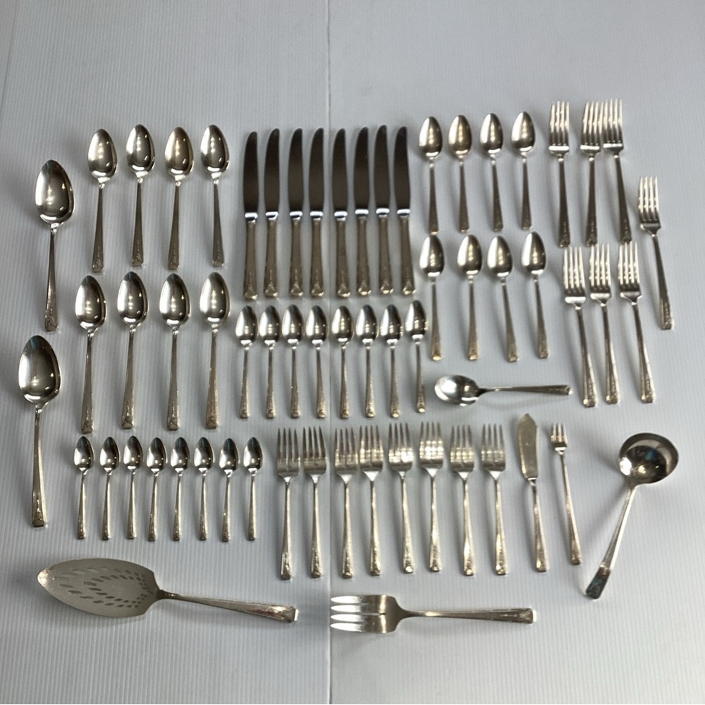 Oneida Community Milady Silverplate Forks Spoons Knives Serving 63 Pc Lot Set